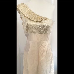 Women’s One shoulder satin & brocade dress